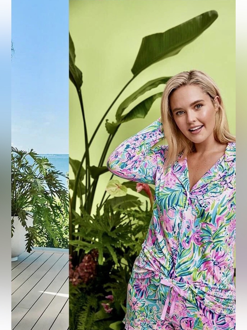Lilly Pulitzer PJ Knit Button Up Top  / PJ Size S Lillys Favorite Things